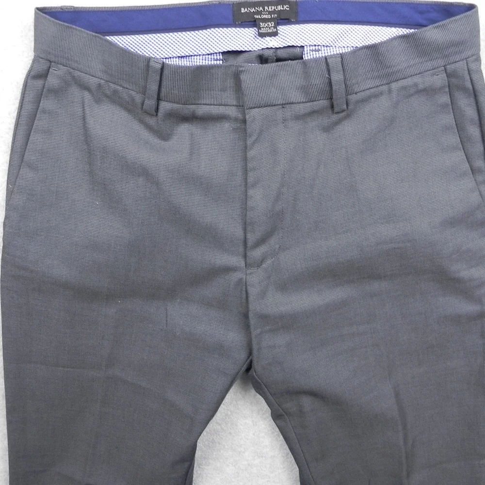 Banana Republic Pants Mens 31x32 Tailored Fit Dress Suit Gray Cotton Flat Front